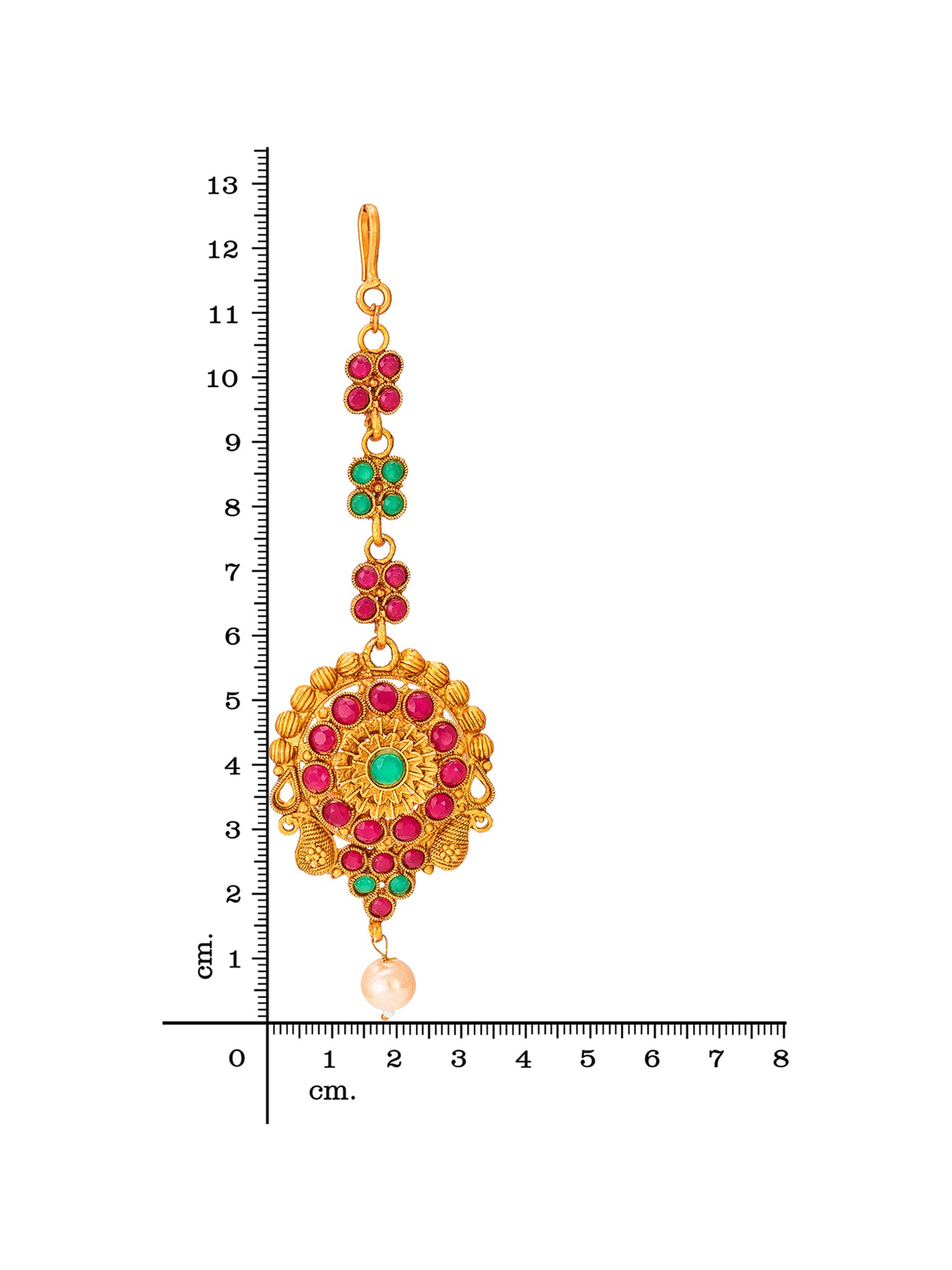 Aadita Ethnic Gold Plated Round Maang Tikka with Multi-Color Stones