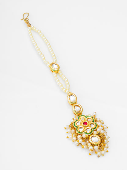 Aadita Traditional Kundan Pearl Maang Tikka for Women and Girls
