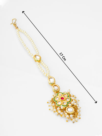Aadita Traditional Kundan Pearl Maang Tikka for Women and Girls