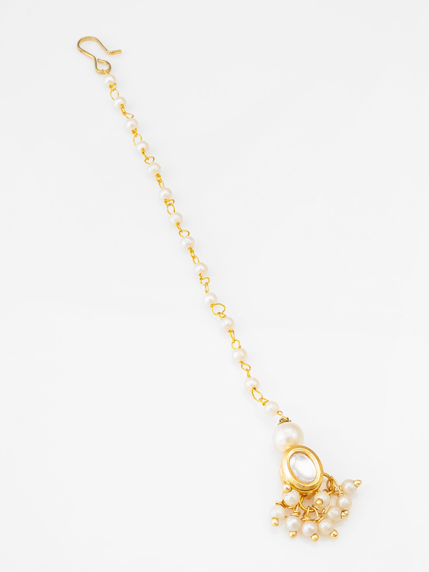 Aadita Gold Plated Pearl & Kundan Traditional Maang Tikka for Women