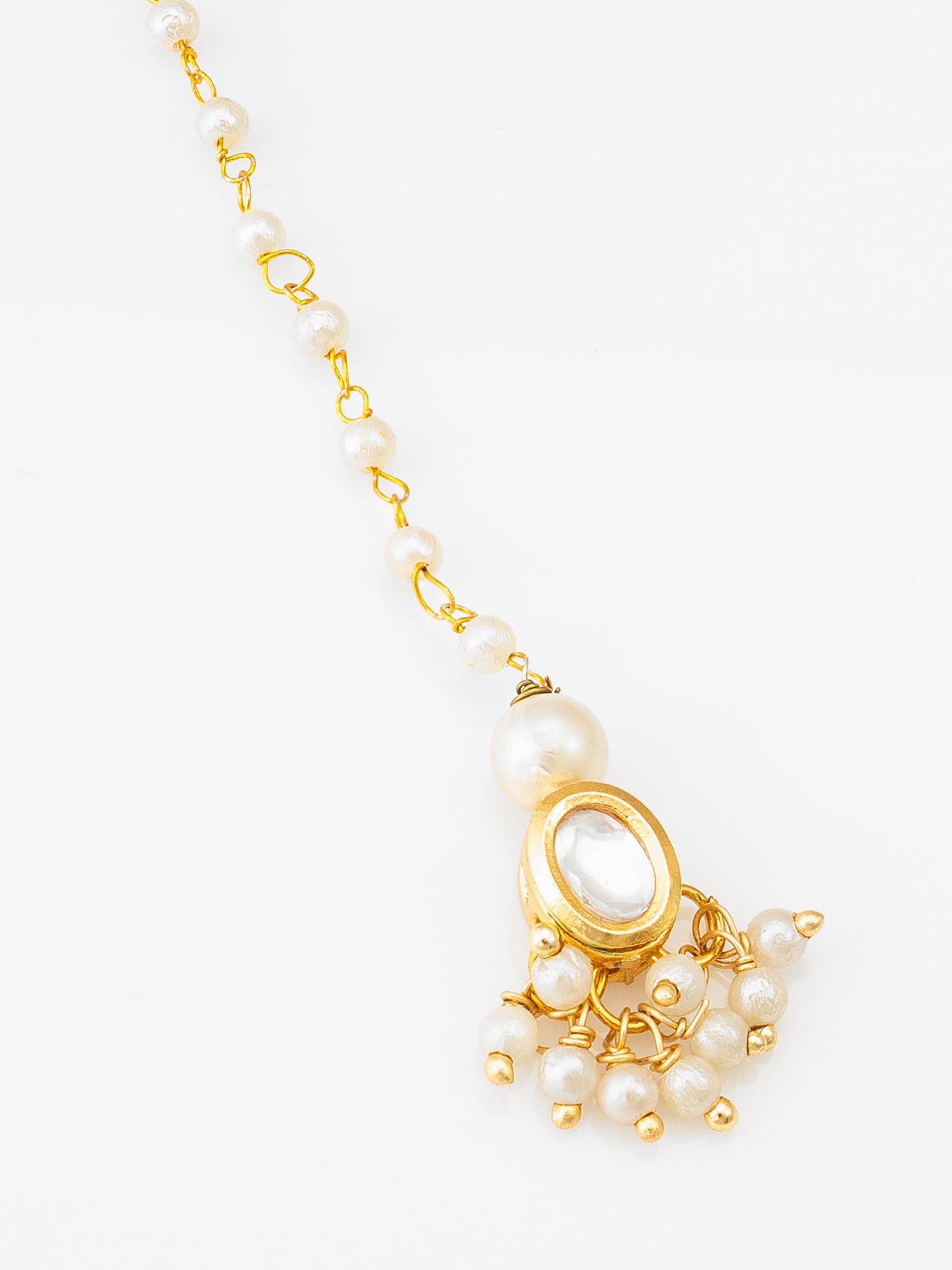 Aadita Gold Plated Pearl & Kundan Traditional Maang Tikka for Women