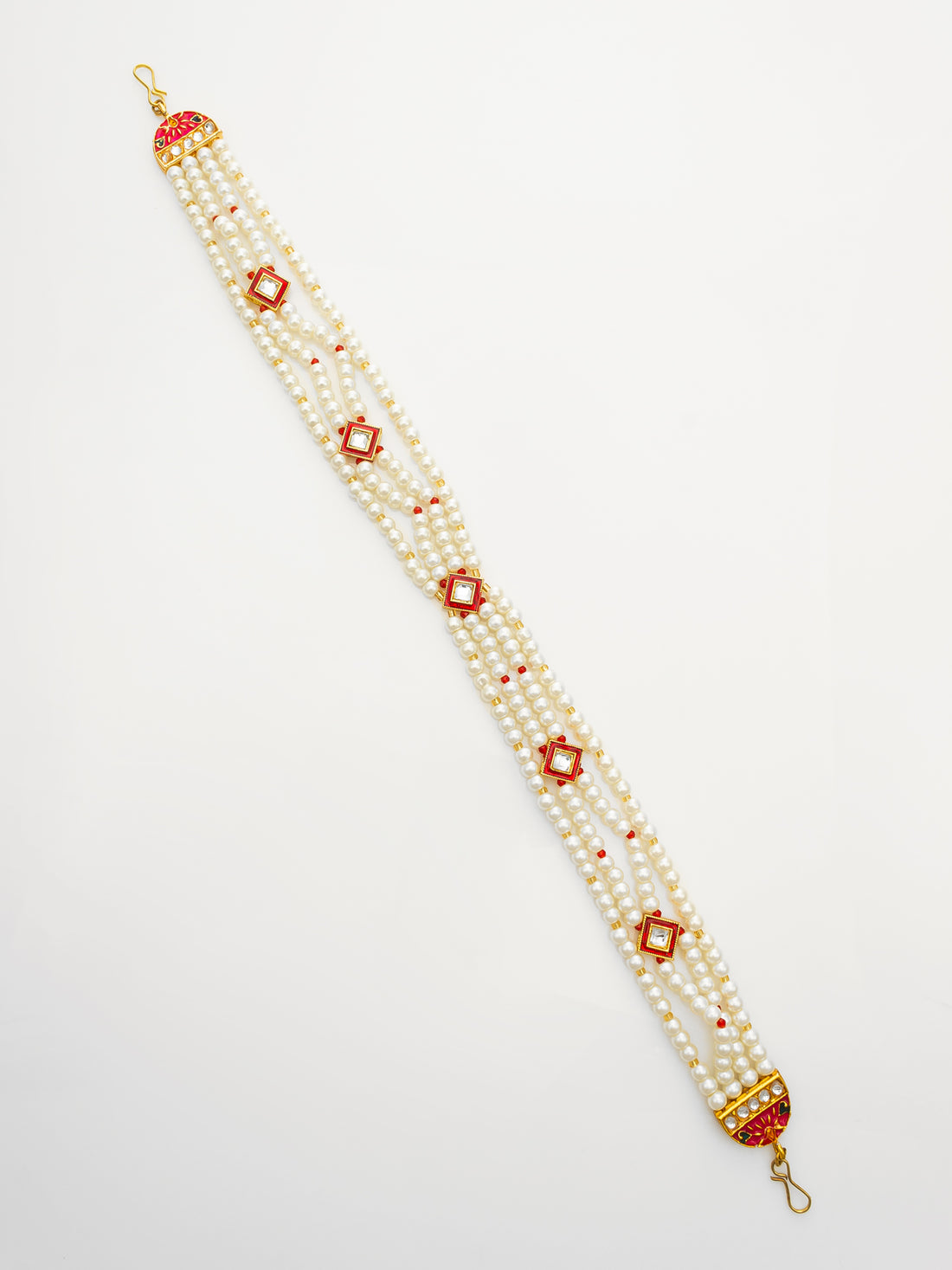 Traditional Gold Plated Pearl Kundan Matha Patti for Women
