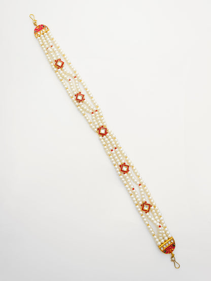 Aadita Traditional Gold Plated Pearl Kundan Matha Patti for Women