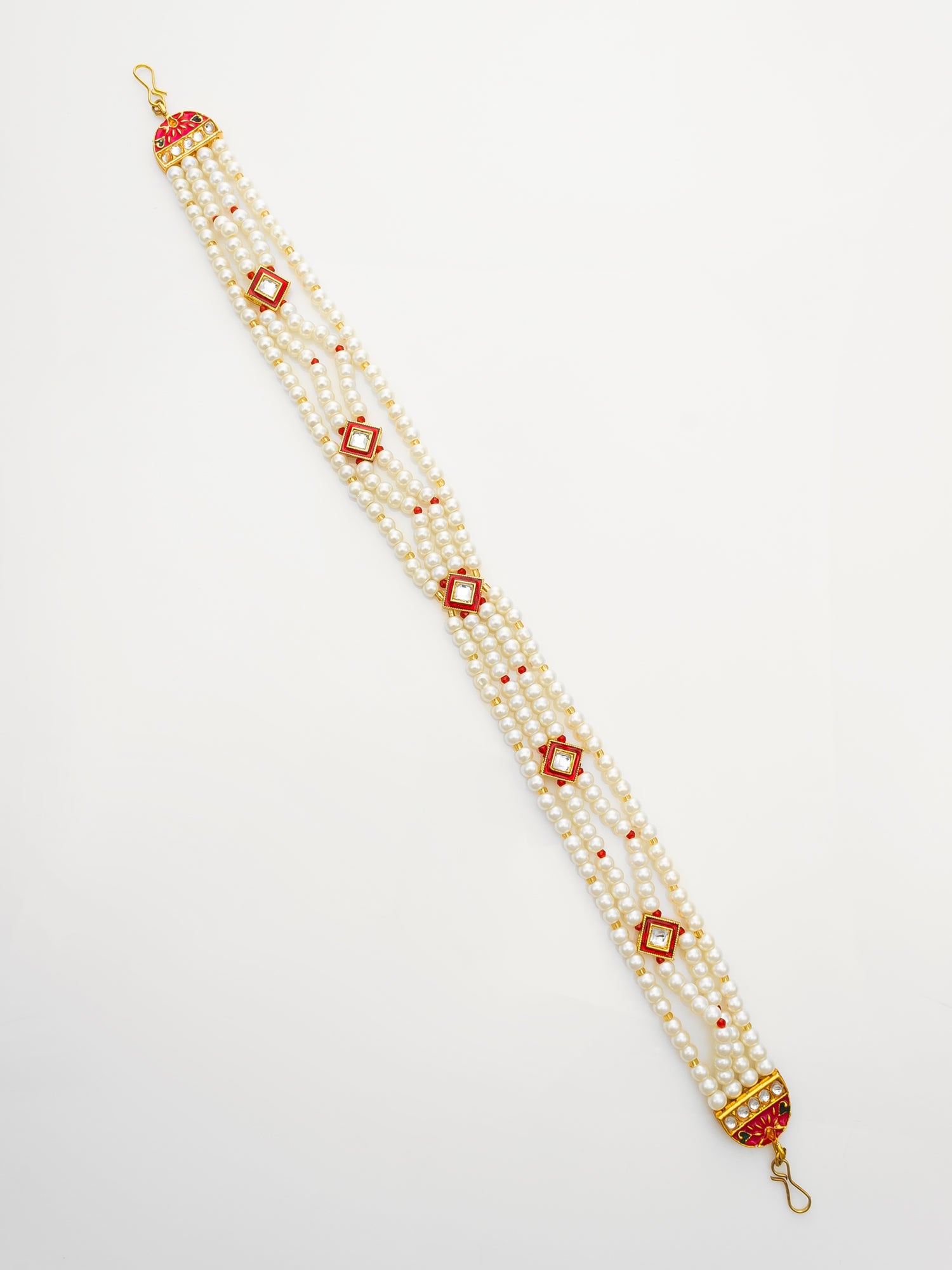 Aadita Traditional Gold Plated Pearl Kundan Matha Patti for Women WMGT6281