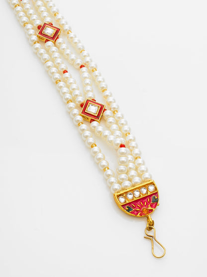 Aadita Traditional Gold Plated Pearl Kundan Matha Patti for Women WMGT6281