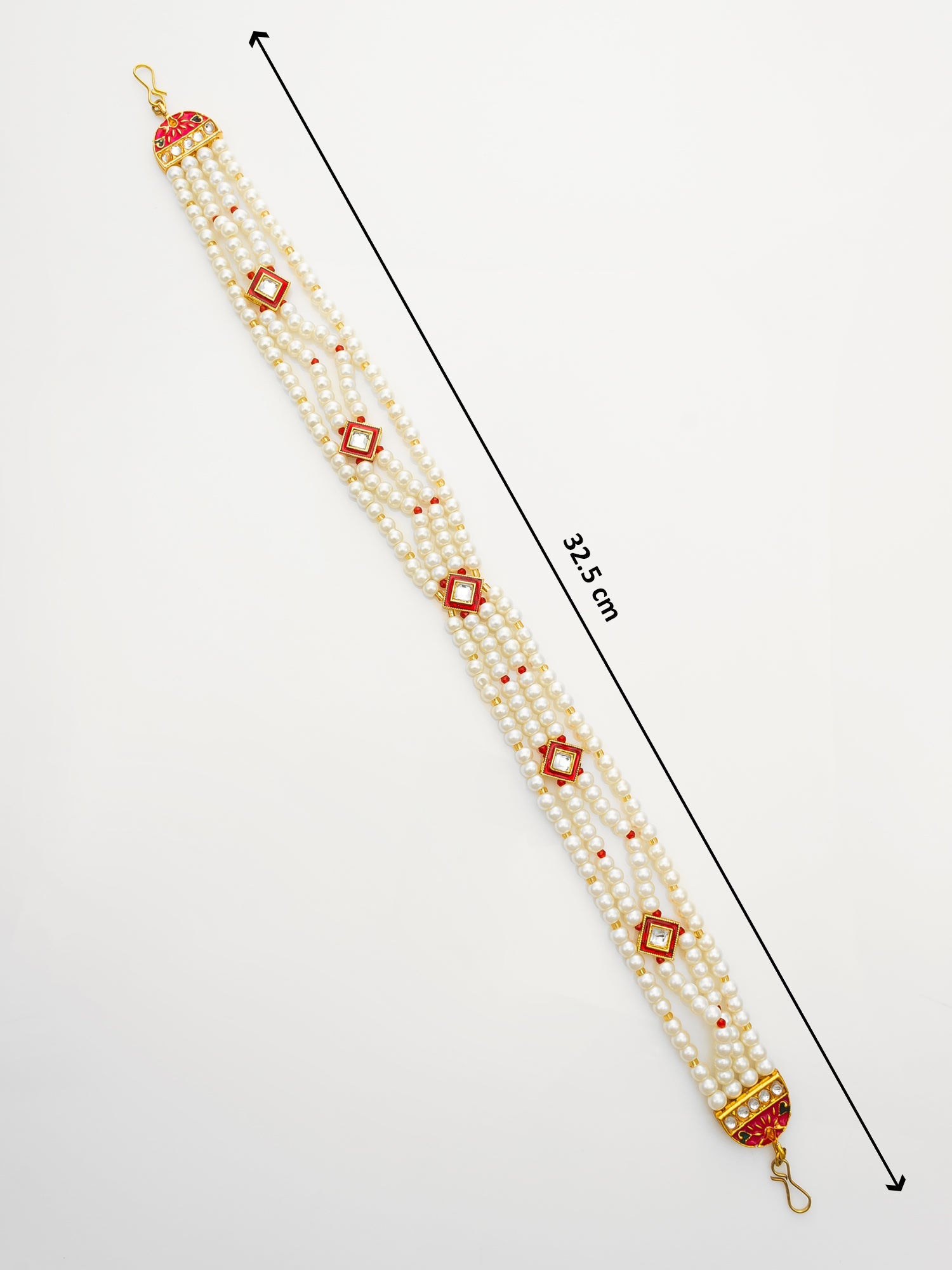 Aadita Traditional Gold Plated Pearl Kundan Matha Patti for Women WMGT6281