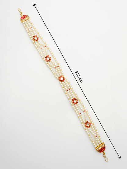 Aadita Traditional Gold Plated Pearl Kundan Matha Patti for Women WMGT6281