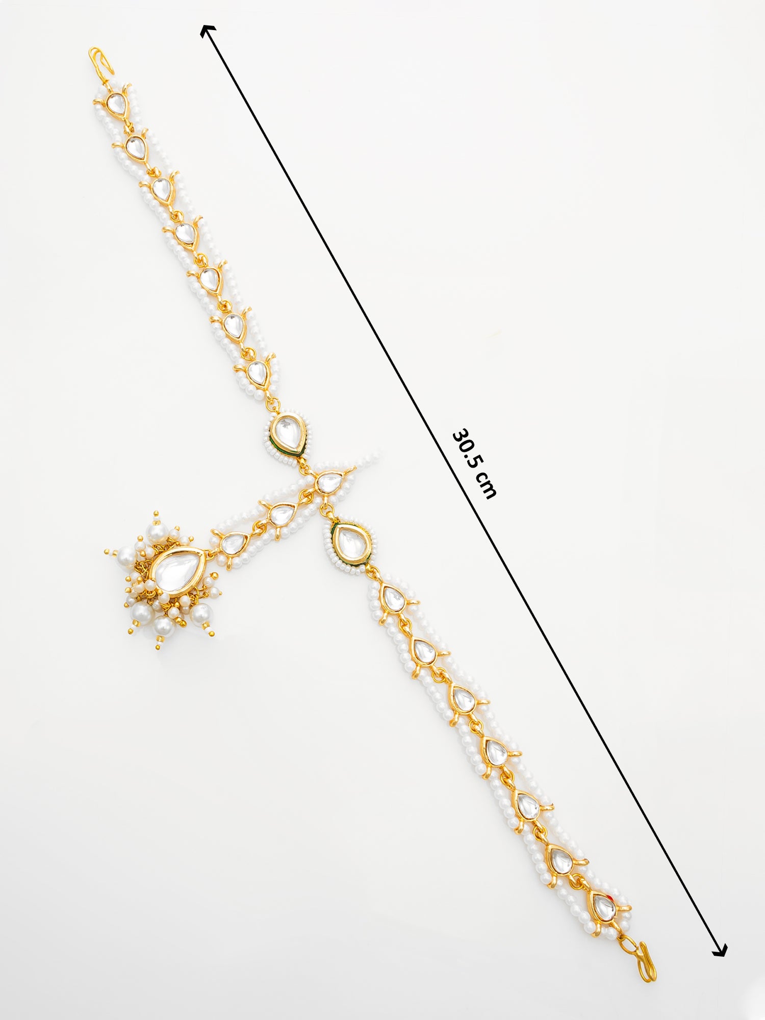Aadita Gold-Plated White Kundan Matha Patti with Maang Tikka for Women