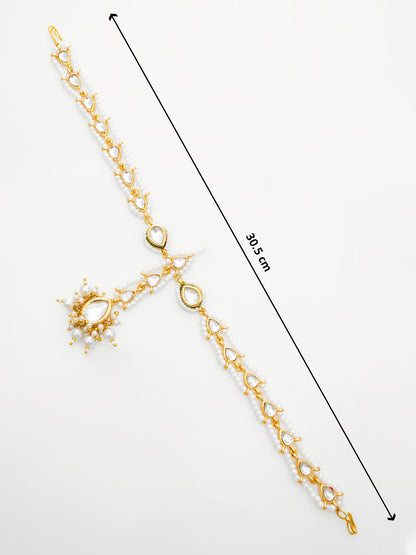 Aadita Gold-Plated White Kundan Matha Patti with Maang Tikka for Women