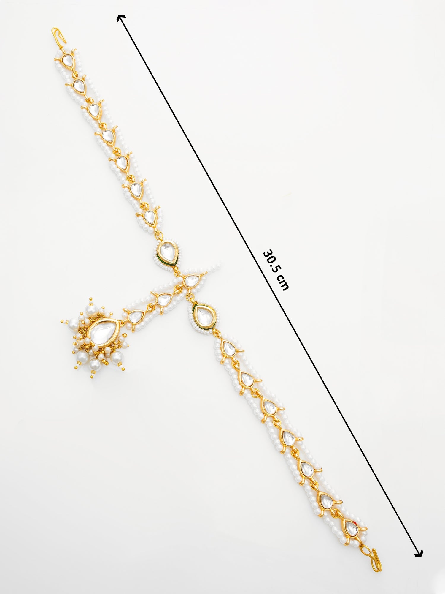 Aadita Gold-Plated White Kundan Matha Patti with Maang Tikka for Women WMGT6283