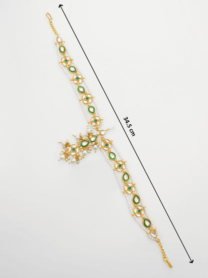 Aadita Traditional Green Kundan Matha Patti With Maang Tikka for Women