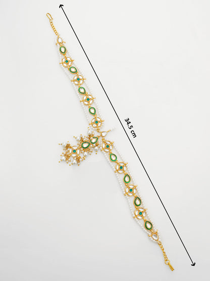 Aadita Traditional Green Kundan Matha Patti With Maang Tikka for Women WMGT6285