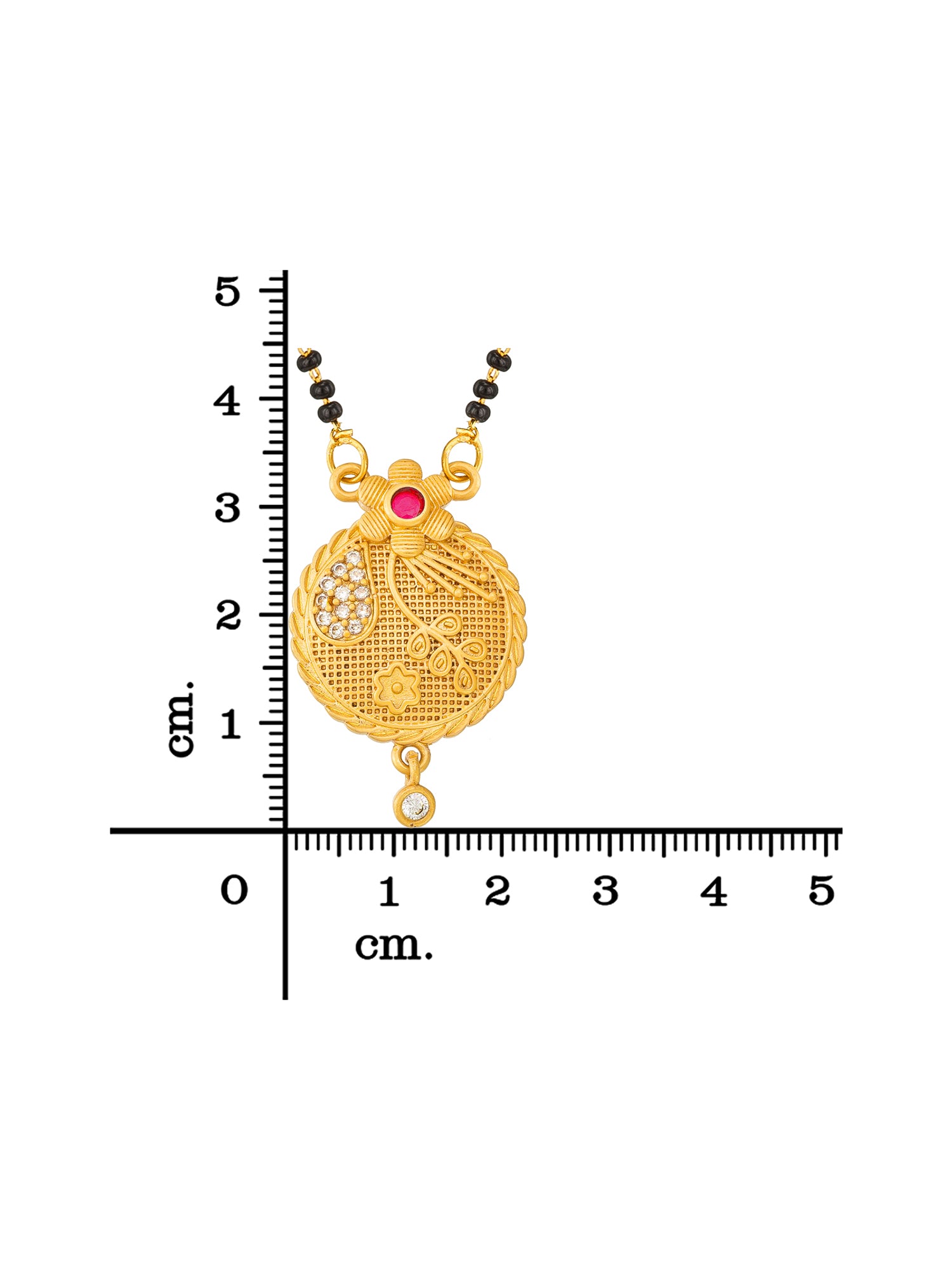 Aadita Traditional Gold Plated Floral Mangalsutra with Black Beads