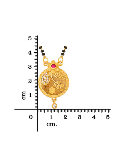Aadita Traditional Gold Plated Floral Mangalsutra with Black Beads