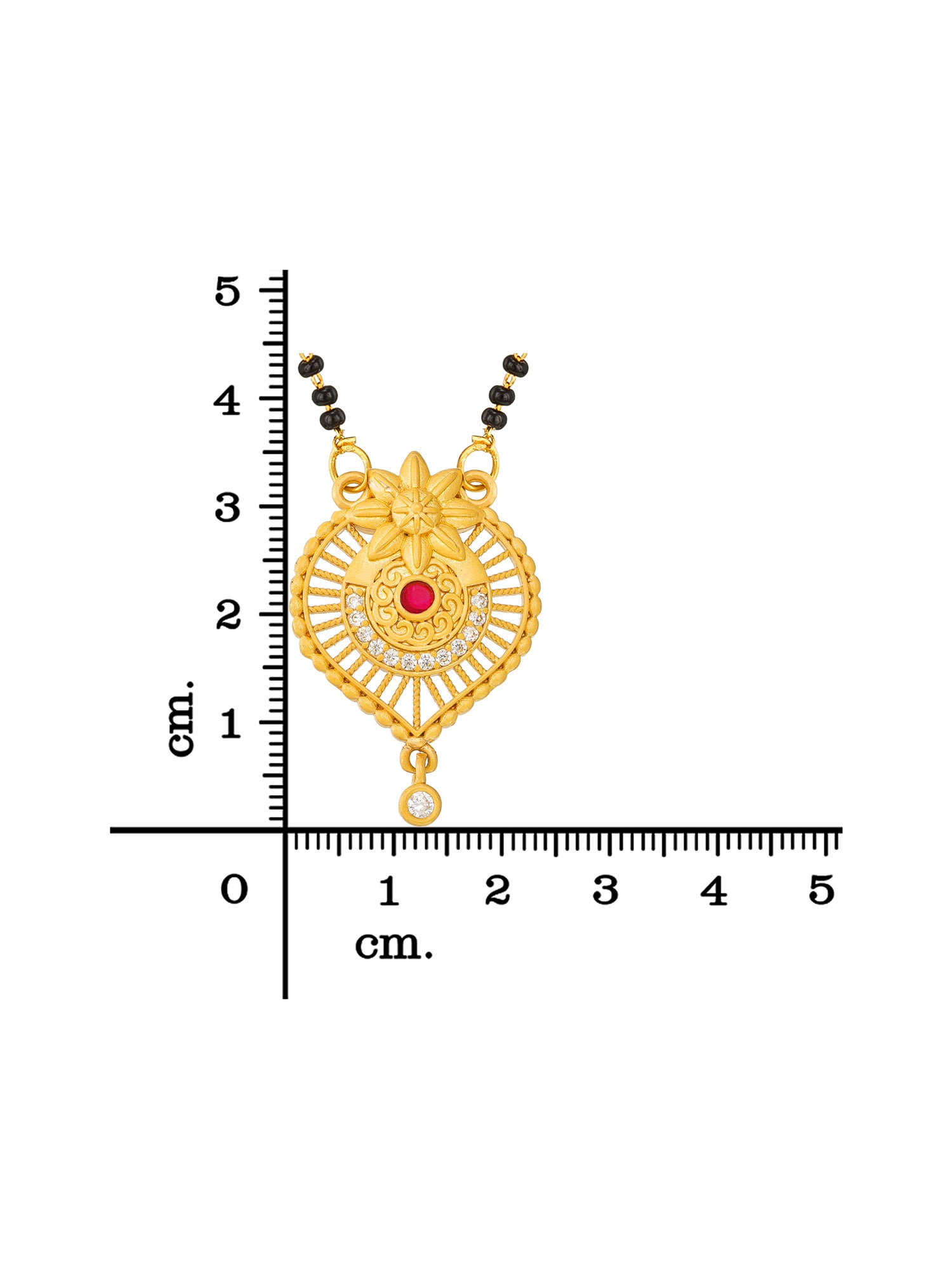 Aadita Ornate Shield Motif Mangalsutra with Pink Accent and Black Beads