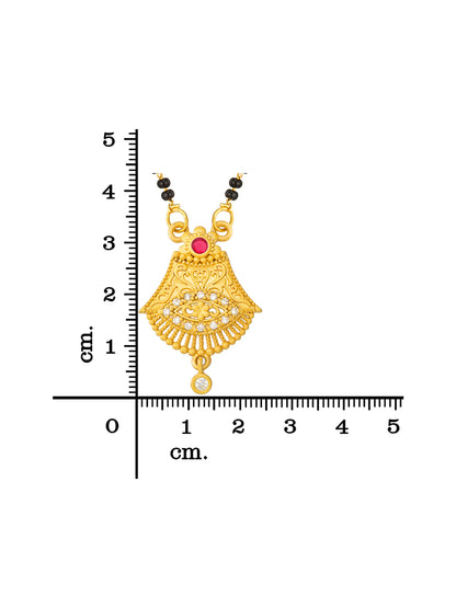 Aadita Intricate Scrollwork Bell Mangalsutra with Clear Stones