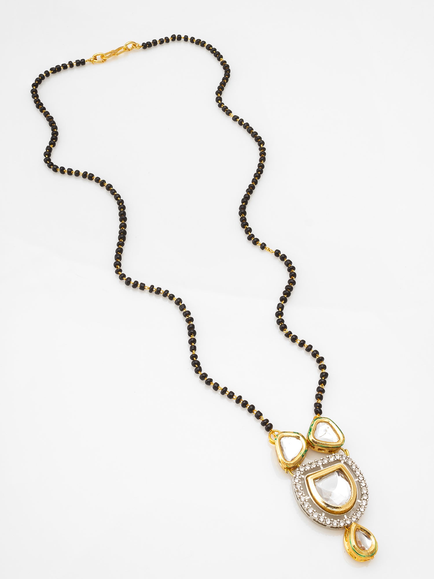 Aadita Traditional Kundan and Green Enamel Mangalsutra