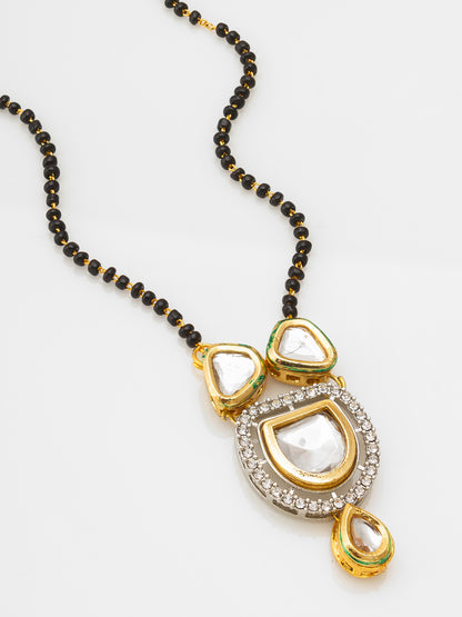 Aadita Traditional Kundan and Green Enamel Mangalsutra