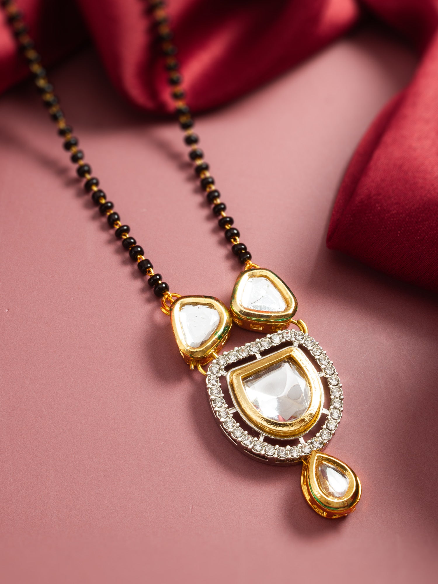 Aadita Traditional Kundan and Green Enamel Mangalsutra