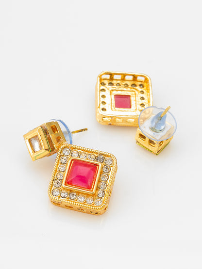 Aadita Ruby Pink Square Mangalsutra Set
