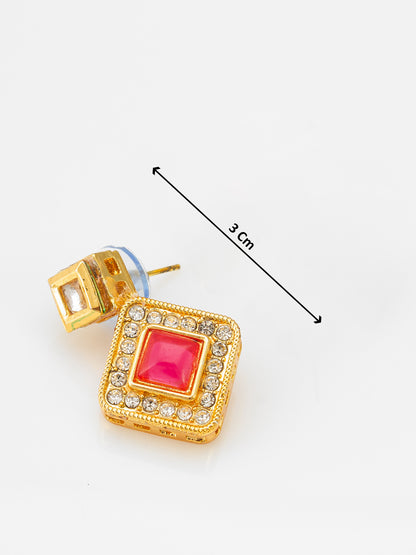 Aadita Ruby Pink Square Mangalsutra Set