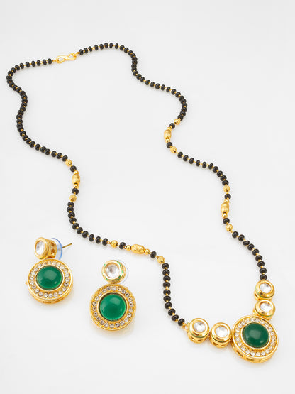 Aadita Emerald Green Circular Mangalsutra Set