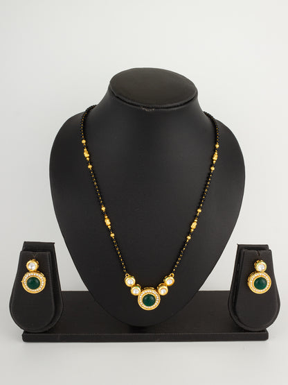 Aadita Emerald Green Circular Mangalsutra Set