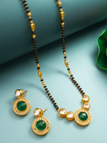 Aadita Emerald Green Circular Mangalsutra Set