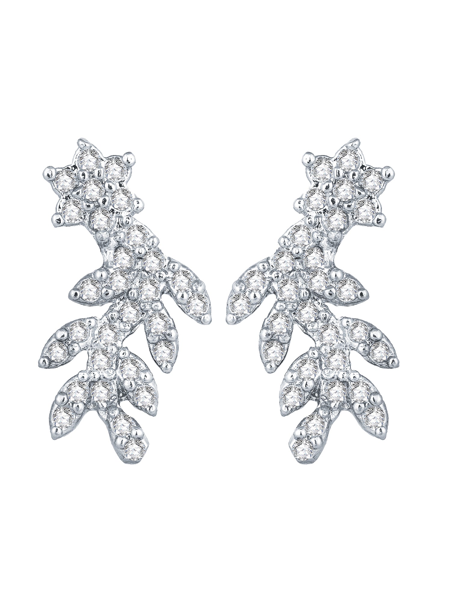 Aadita Silver-Toned Floral Vine Mangalsutra Set with Black Beads Chain and Matching Earrings