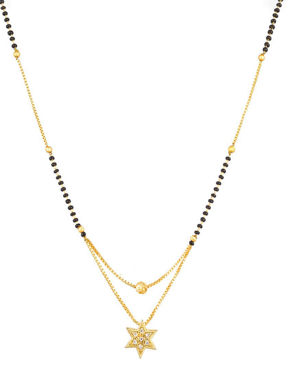 Aadita Gold-Tone AD Star Pendant Mangalsutra For Daily Wear
