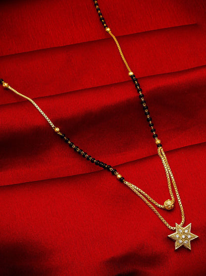 Aadita Gold-Tone AD Star Pendant Mangalsutra For Daily Wear
