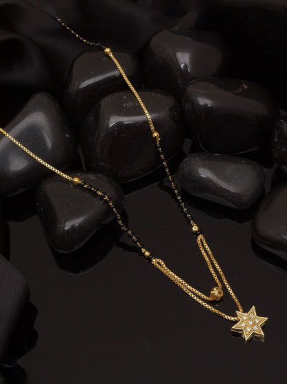 Aadita Gold-Tone AD Star Pendant Mangalsutra For Daily Wear