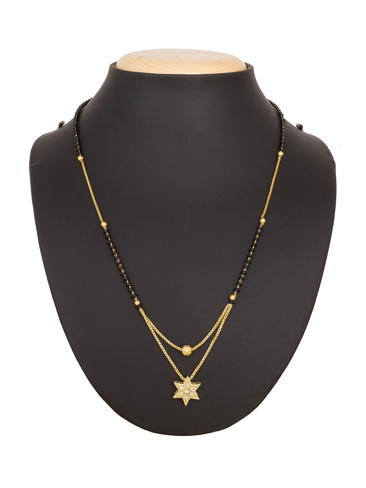 Aadita Gold-Tone AD Star Pendant Mangalsutra For Daily Wear