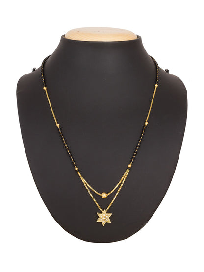Aadita Gold-Tone AD Star Pendant Mangalsutra For Daily Wear