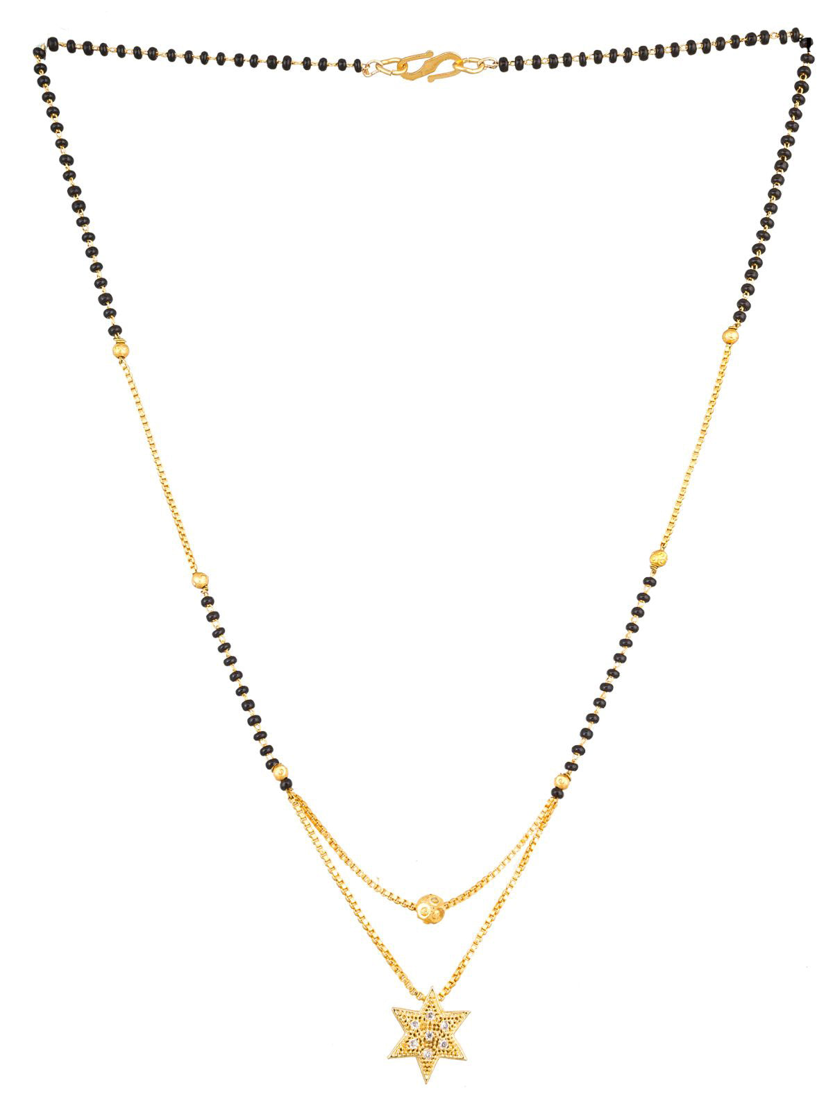 Aadita Gold-Tone AD Star Pendant Mangalsutra For Daily Wear