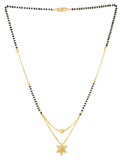 Aadita Gold-Tone AD Star Pendant Mangalsutra For Daily Wear