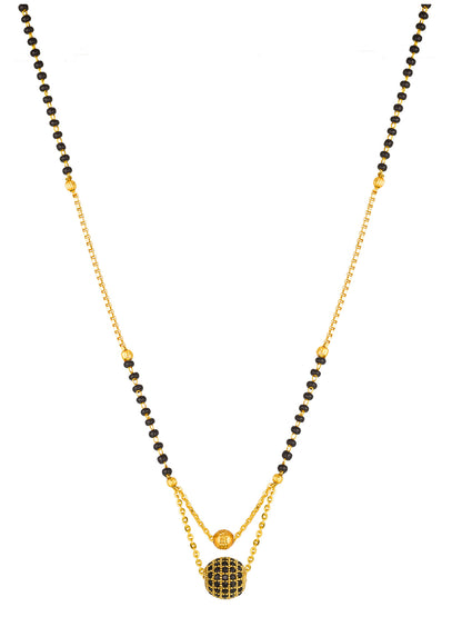 Aadita Daily Wear Gold-Toned Dual Ball Black Mangalsutra with Black Beads and Dual Chain