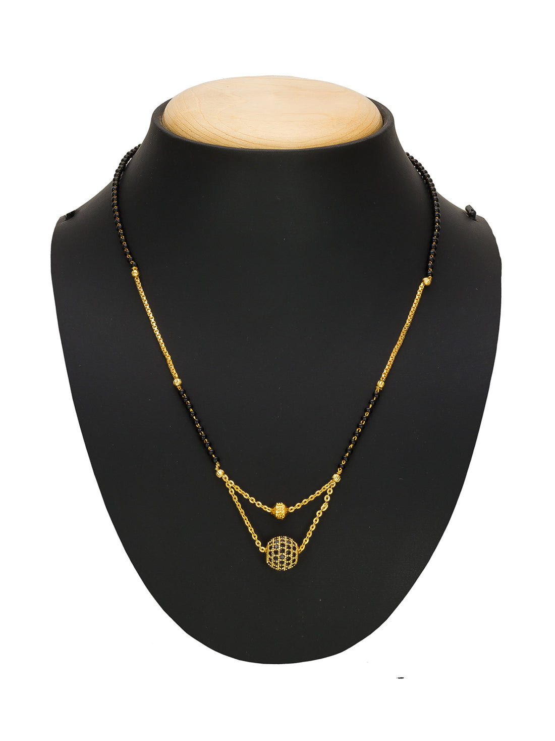 Daily Wear Gold-Toned Dual Ball Mangalsutra with Beads, Dual Chain