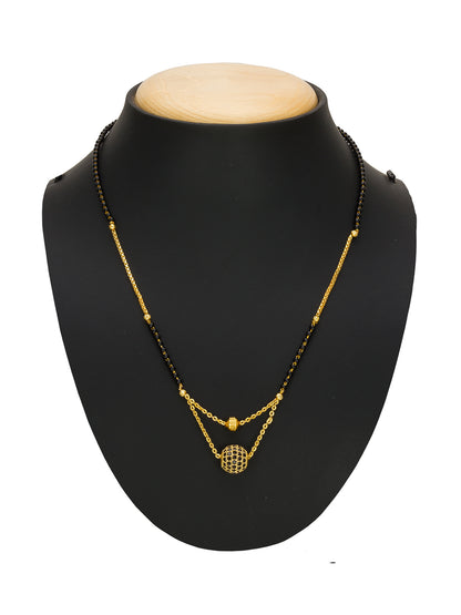 Aadita Daily Wear Gold-Toned Dual Ball Black Mangalsutra with Black Beads and Dual Chain