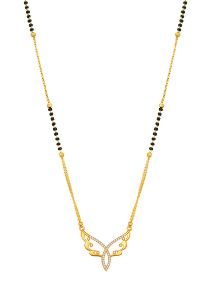 Aadita Gold-Toned Butterfly Wing Mangalsutra with Black Beads and Dual Chain For Special Occasion