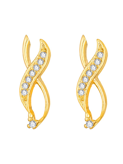 Aadita Office Wear Gold-Toned Twisted Ribbon Mangalsutra Set with Black Beads Chain and Matching Earrings