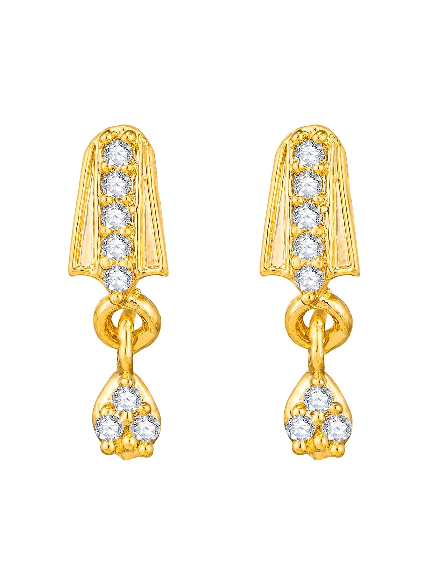 Aadita Gold-Toned Stone Mangalsutra Set with Black Beads Chain and Matching Earrings