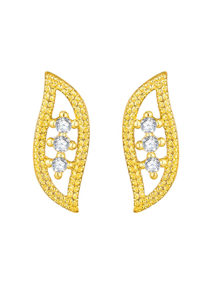 Aadita Gold-Plated AD Stone Leaf Mangalsutra Pendant Set with Black Bead Chain and Matching Earrings