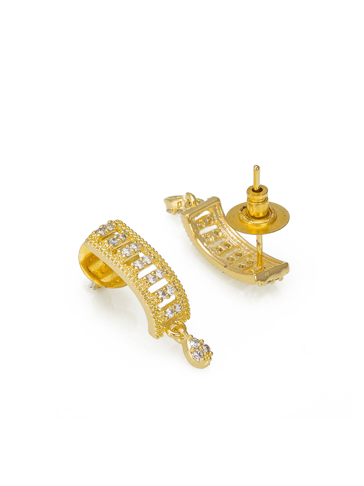 Aadita Office Wear Gold-Toned Rectangular Bar Mangalsutra Set with Long Black Beads Chain and Matching Earrings