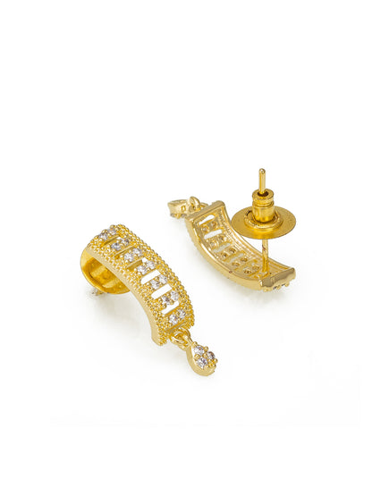 Aadita Office Wear Gold-Toned Rectangular Bar Mangalsutra Set with Long Black Beads Chain and Matching Earrings