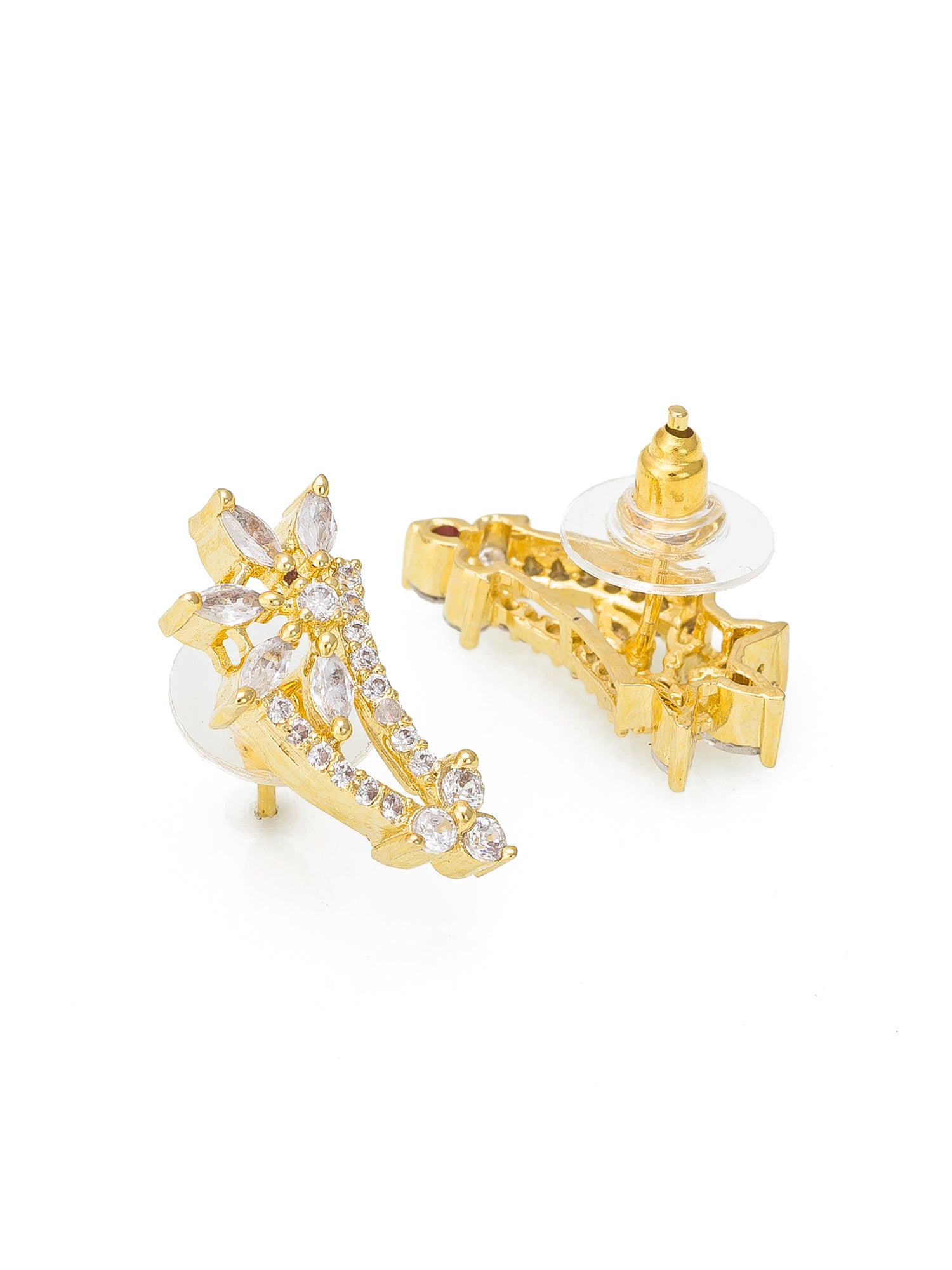 Aadita Festive Gold-Toned AD Stone Mangalsutra Set with Crescent Pendant and Black Bead Chain
