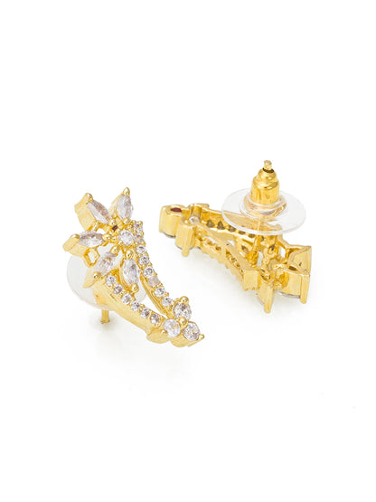 Aadita Festive Gold-Toned AD Stone Mangalsutra Set with Crescent Pendant and Black Bead Chain