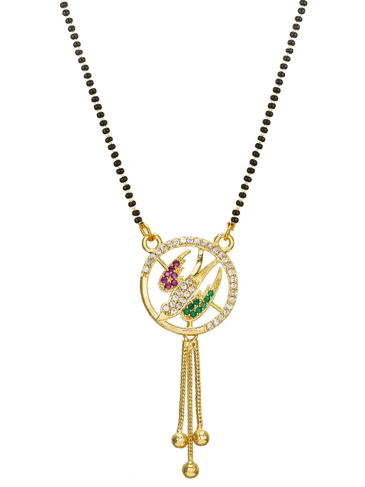 Aadita Gold Plated Floral Leaf Motif Mangalsutra