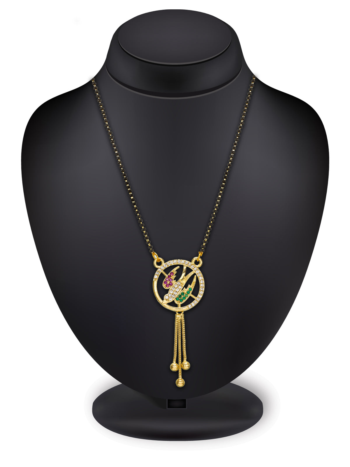 Aadita Gold Plated Floral Leaf Motif Mangalsutra