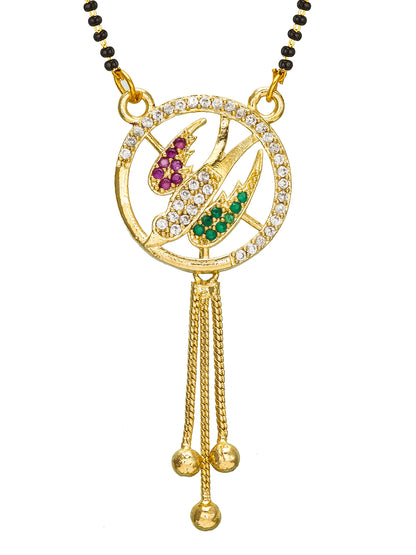 Aadita Gold Plated Floral Leaf Motif Mangalsutra